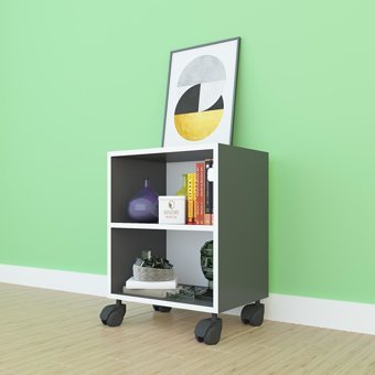 Kenz Life Beril 2 Bölmeli 2 Raflı Suntalam 48 cm Gri Kitaplık