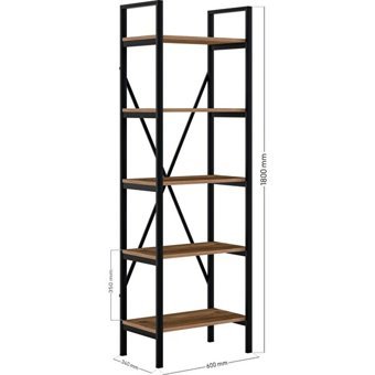 Ceramical 5 Bölmeli 5 Raflı Suntalam 60x180 cm Açık Kahverengi Kitaplık