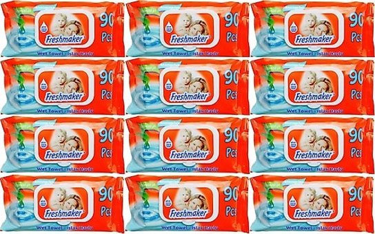 Freshmaker Papatya 90 Yaprak 12'li Paket Islak Mendil