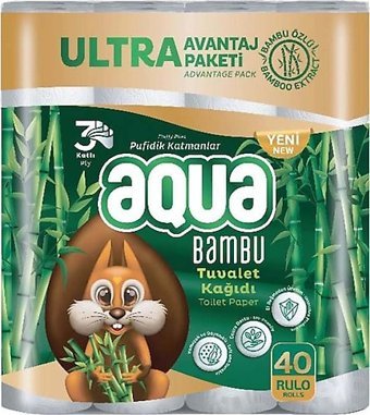 Aqua 3 Katlı 5x40'lı Rulo Tuvalet Kağıdı