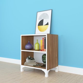 Kenz Life Tuğçe 2 Bölmeli 2 Raflı Suntalam 48 cm Ceviz Rengi Kitaplık