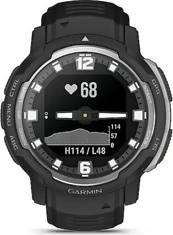 Garmin Instinct Crossover Standard Edition Su Geçirmez 22.86 mm Silikon Kordon Yuvarlak Unisex Akıllı Saat Siyah