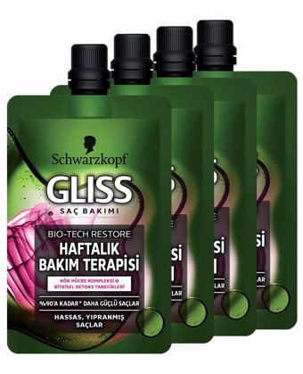 Gliss Bio-Tech Nemlendirici Onarıcı Bitkisel Detoks Tanecikleri Kök Hücre Kompleksi Kadın Saç Kremi 4 x 50 ml