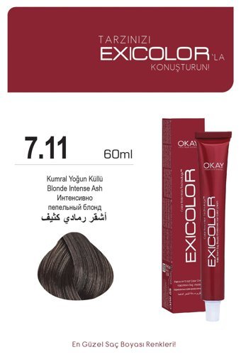 Exicolor 7.11 Kumral Yoğun Küllü Krem Saç Boyası 2x60 ml
