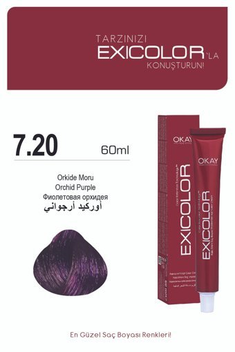 Exicolor 7.20 Orkide Moru Krem Saç Boyası 2x60 ml