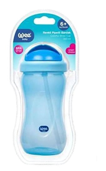 Wee Baby 761 Pipetli Akıtmaz Kulpsuz 6+ Ay 350 ml Alıştırma Bardağı Mavi