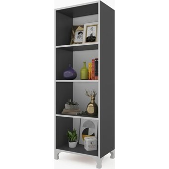 Kenz Life Tuğçe 4 Bölmeli 4 Raflı Suntalam 128 cm Gri Kitaplık