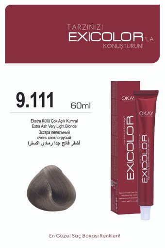 Exicolor 9.111 Ekstra Küllü Çok Açık Kumral Krem Saç Boyası 2x60 ml