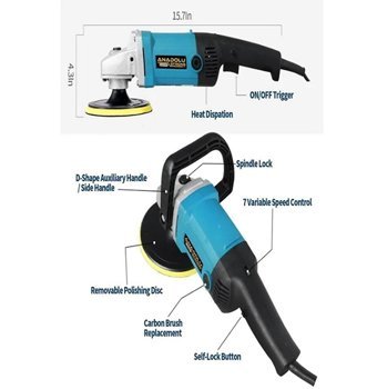 Anadolu Strong ANS5005 3500 W 4800 Devir/Dk 180 - 230 Mm Disk Kablolu Pasta Cila Elektrikli Polisaj Makinesi