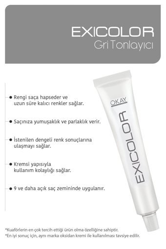 Exicolor Barut Gri Krem Saç Boyası 2x60 ml