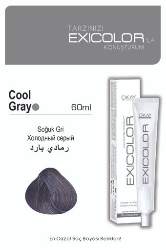 Exicolor Soğuk Gri Krem Saç Boyası 2x60 ml