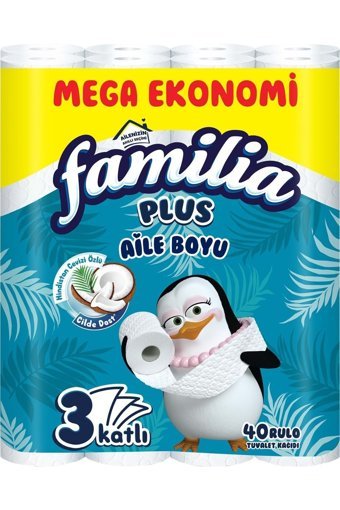 Familia Plus Coconut Özlü 3 Katlı 3x40'lı Rulo Tuvalet Kağıdı