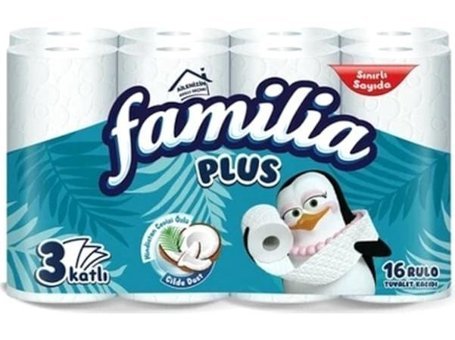 Familia Plus Coconut Özlü 3 Katlı 4x16'lı Rulo Tuvalet Kağıdı