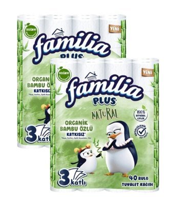 Familia Plus Natural 3 Katlı 2x40'lı Rulo Tuvalet Kağıdı