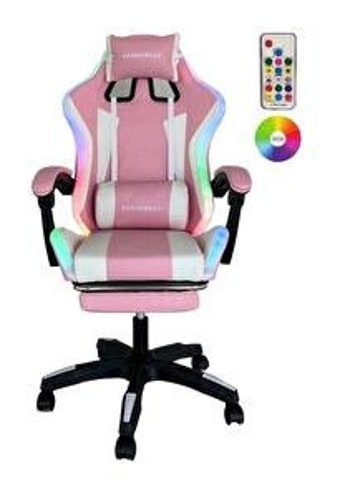 Fashcolle Ledli Ortopedik Masajlı Suni Deri Oyuncu Koltuğu Pembe