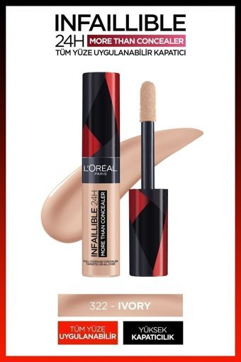 L'oreal Paris 322 Ivory Nemlendiricili Göz Altı ve Yüz Likit Fırça Kapatıcı