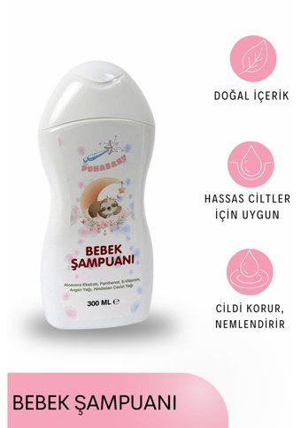 Puhababy Göz Yakmayan Hipoalerjenik Hassas Ciltler İçin Aloe Veralı Bebek Şampuanı 300 ml