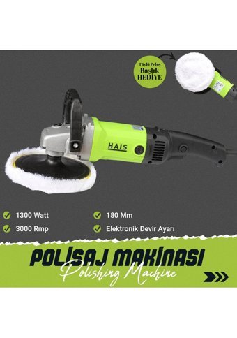 Hais MB7801 1300 W 3000 Devir/Dk 180 Mm Disk Kablolu Pasta Cila Elektrikli Polisaj Makinesi
