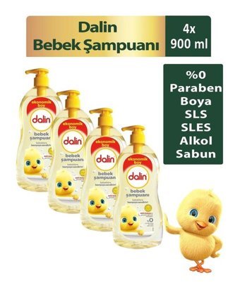 Dalin Göz Yakmayan Hipoalerjenik Hassas Ciltler İçin Bebek Şampuanı 4x900 ml