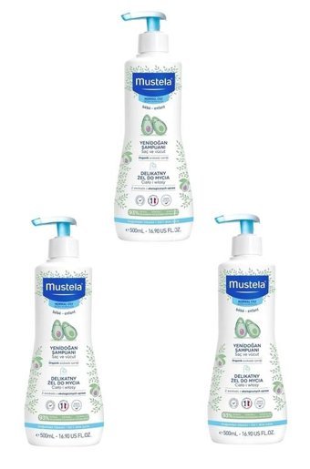 Mustela Göz Yakmayan Hipoalerjenik Yenidoğan Normal Ciltler İçin Avokadolu Bebek Şampuanı 3x500 ml