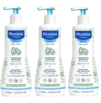 Mustela Gentle Göz Yakmayan Hipoalerjenik Yenidoğan Tüm Ciltler İçin Avokadolu Bebek Şampuanı 3x500 ml