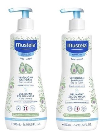 Mustela Dermo Cleansing Göz Yakmayan Hipoalerjenik Yenidoğan Tüm Ciltler İçin Avokadolu Bebek Şampuanı 2x500 ml
