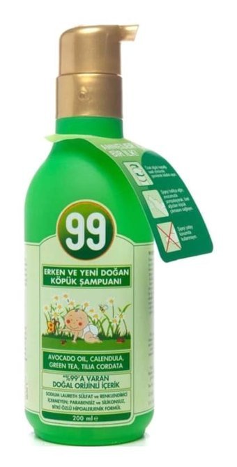 99 Konak Önleyici Göz Yakmayan Hipoalerjenik Yenidoğan Hassas Ciltler İçin Papatya Özlü Bebek Şampuanı 200 ml