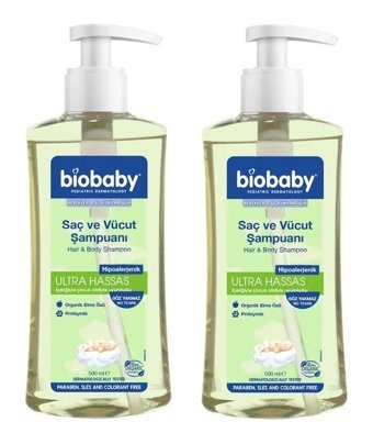 Biobaby Göz Yakmayan Hipoalerjenik Hassas Ciltler İçin Papatya Özlü Bebek Şampuanı 2x500 ml