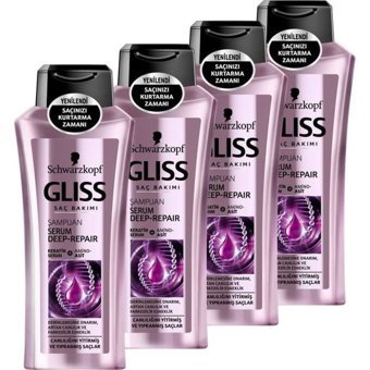 Gliss Serum Deep Repaır Onarıcı Tüm Saçlar İçin Sade Standart Unisex Şampuanı 4x360 ml