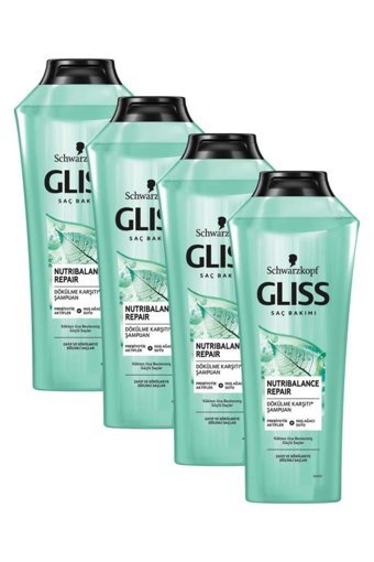 Gliss Nutribalance Repair Saç Dökülmesine Karşı Tüm Saçlar İçin Sade Standart Unisex Şampuanı 4x360 ml