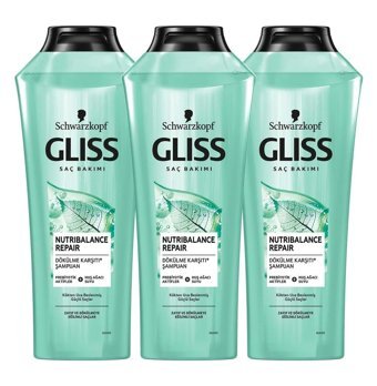 Gliss Nutribalance Repair Saç Dökülmesine Karşı Tüm Saçlar İçin Sade Standart Unisex Şampuanı 3x360 ml