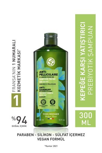Yves Rocher Vegan Kepek Karşıtı Tüm Saçlar İçin Tuzsuz Sülfatsız Nar Kabuğu-Nane Standart Unisex Şampuanı