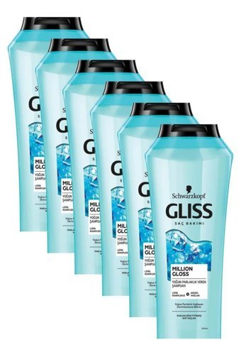 Gliss Million Gloss Parlaklık Tüm Saçlar İçin Sade Standart Unisex Şampuanı 6x500 ml