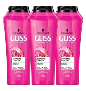 Gliss Supreme Length Onarıcı Tüm Saçlar İçin Sade Standart Unisex Şampuanı 3x50 ml