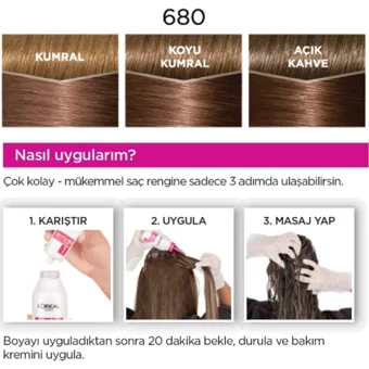 L'Oréal Paris 680 Bronz Kahve Amonyaksız Krem Saç Boyası 48 ml