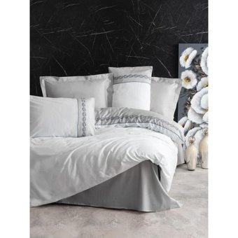 Cotton Box Fedor Pamuk Dört Mevsim 200 x 220 cm İşlemeli Çift Kişilik Nevresim Takımı Gri