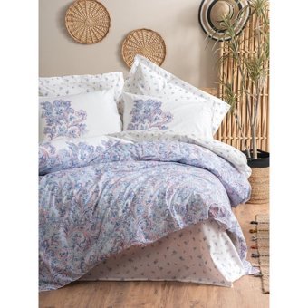 Cotton Box Mapiya Pamuk Dört Mevsim 200 x 220 cm Desenli Çift Kişilik Nevresim Takımı Mavi