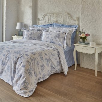 Karaca Home Parisien Pamuk Dört Mevsim 200 x 220 cm Desenli Çift Kişilik Nevresim Takımı Mavi
