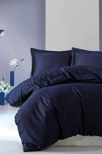 Cotton Box Elegant Pamuk Dört Mevsim 200 x 220 cm Çift Kişilik Nevresim Takımı Lacivert