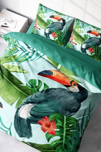 Mono Home Birdie Pamuk Dört Mevsim 200 x 220 cm Desenli Çift Kişilik Nevresim Takımı Yeşil