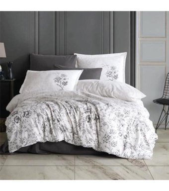 Clasy Napa Pamuk Dört Mevsim 200 x 220 cm Desenli Çift Kişilik Nevresim Takımı Antrasit