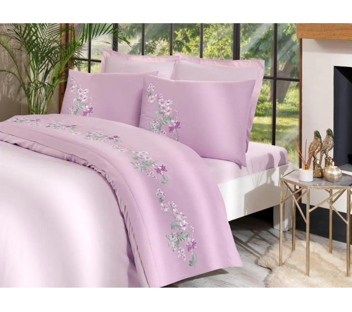 Özdilek Boutıque Cozy Pamuk Dört Mevsim 200 x 220 cm İşlemeli Çift Kişilik Nevresim Takımı Pembe