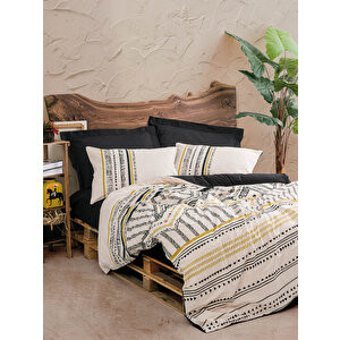 Cotton Box Elvira Pamuk Dört Mevsim 200 x 220 cm Desenli Çift Kişilik Nevresim Takımı Siyah