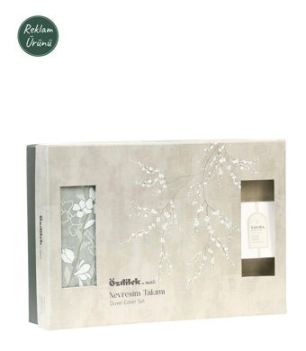 Özdilek White Sakura Pamuk Dört Mevsim 200 x 220 cm Desenli Çift Kişilik Nevresim Takımı Yeşil