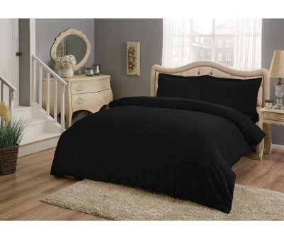 Taç Basic Pamuk Dört Mevsim 200 x 220 cm Çift Kişilik Nevresim Takımı Siyah