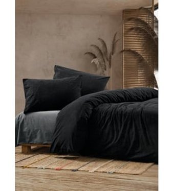 Cotton Box Crash Pamuk Dört Mevsim 200 x 220 cm Çift Kişilik Nevresim Takımı Siyah