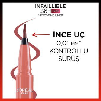 L'Oréal Paris Infaillible 36H Grip Micro Fine Suya Dayanıklı Parlak 03 Pembe Kalıcı Kalem Eyeliner