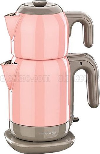 Korkmaz A369 02 Demtez Otomatik Çelik Demlikli 1600 W Çelik Gövdeli Pembe Çay Makinesi