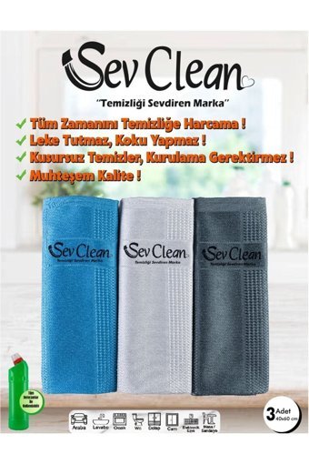Sev Clean 3'lü Mikrofiber Temizlik Bezi