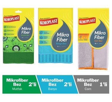 Koroplast 3'lü Mikrofiber Temizlik Bezi